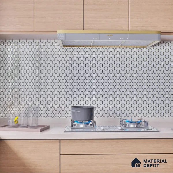 Hexagonal Wall Tile TL 05105 B Geome Framery Flora 12 x 10 inch Vitrified Matte Finish - 9 mm | Suitable for Living Room, Bedroom, Bathroom, Kitchen & Balcony