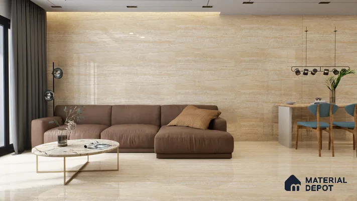 Marble Wall & Floor Tile TL 05140 Marblis Mahogany Marble 4 ft x 2 ft Vitrified Endless Glossy Finish - 9 mm (Random 2) | Suitable for Living Room, Bedroom & Bathroom