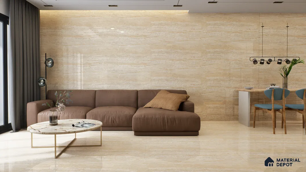 Marble Wall & Floor Tile TL 05140 Marblis Mahogany Marble 4 ft x 2 ft Vitrified Endless Glossy Finish - 9 mm (Random 2) | Suitable for Living Room, Bedroom & Bathroom