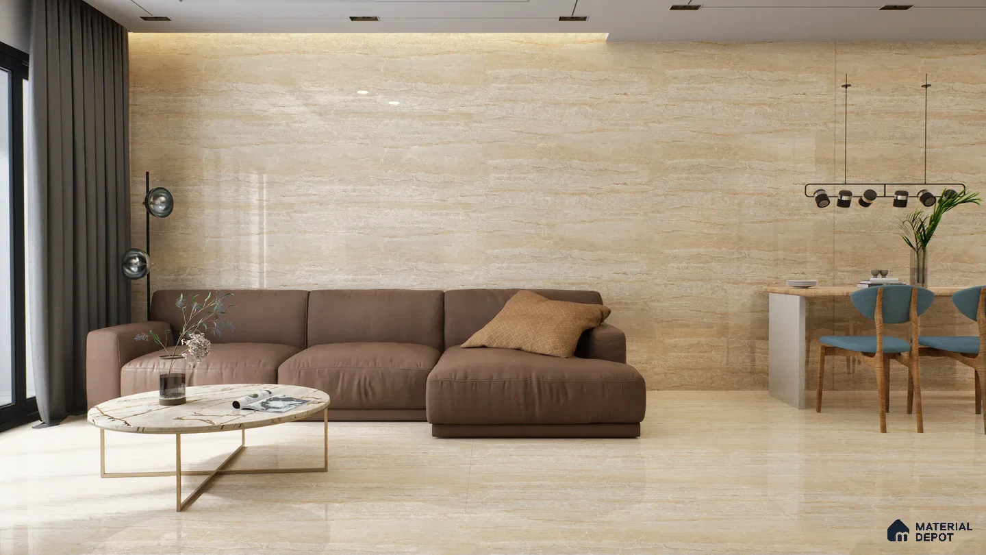 Contemporary Living and Dining Space with Warm Tones | Material Depot
