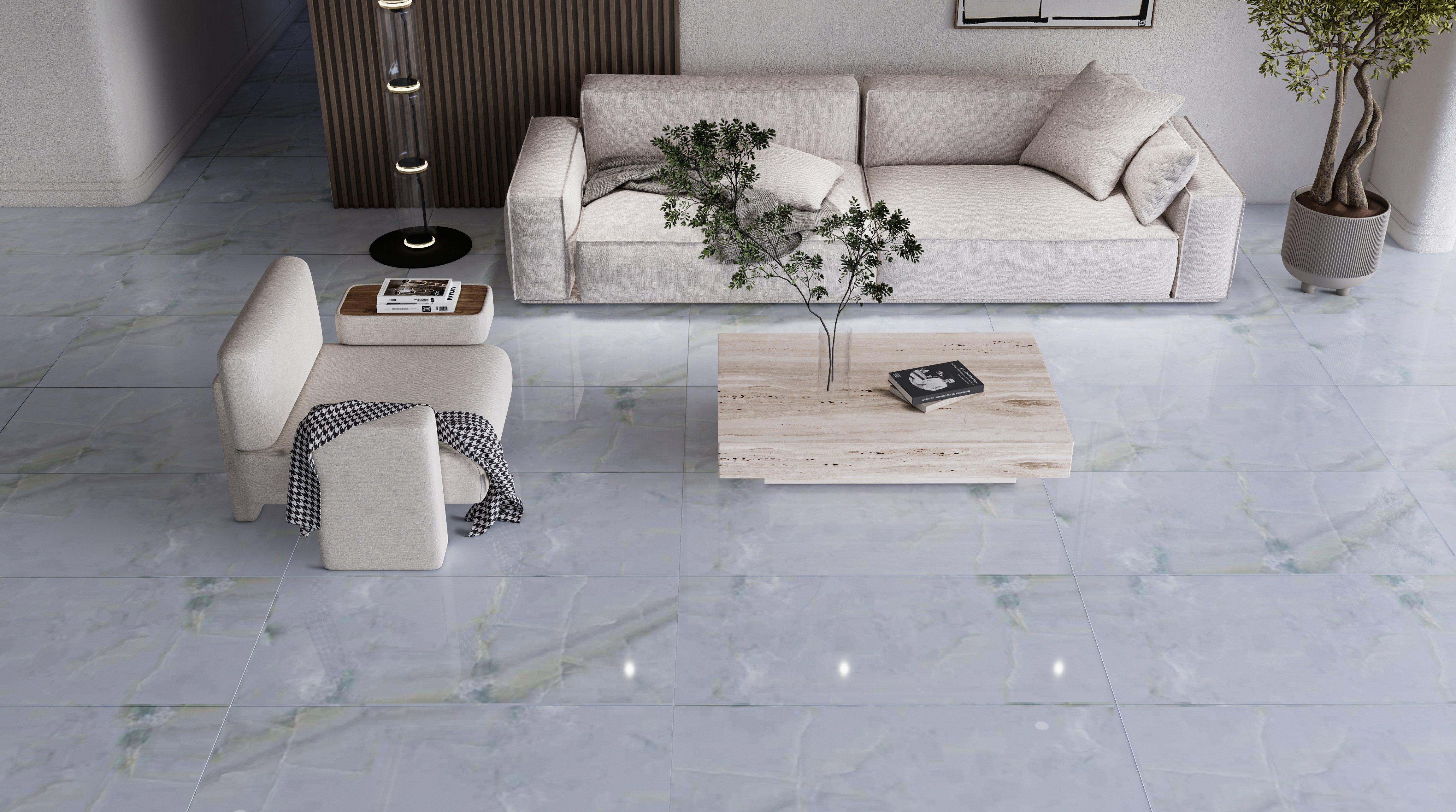 Marble Floor & Wall Tile TL 00908 Sky Onyx 4 ft x 2 ft Random Face Glossy Finish Vitrified Tile - 9 mm | Suitable For living Room, Bedroom, Bathroom | Random Designs
