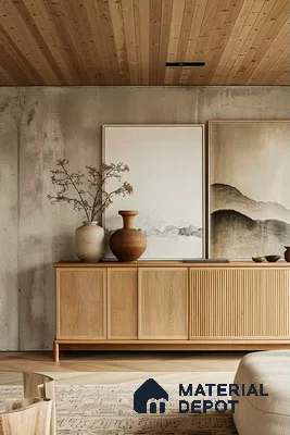 Contemporary Living Room with Natural Textures and Earthy Hues | Material Depot