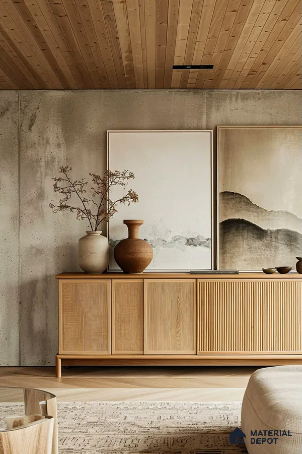 Contemporary Living Room with Natural Textures and Earthy Hues | Material Depot