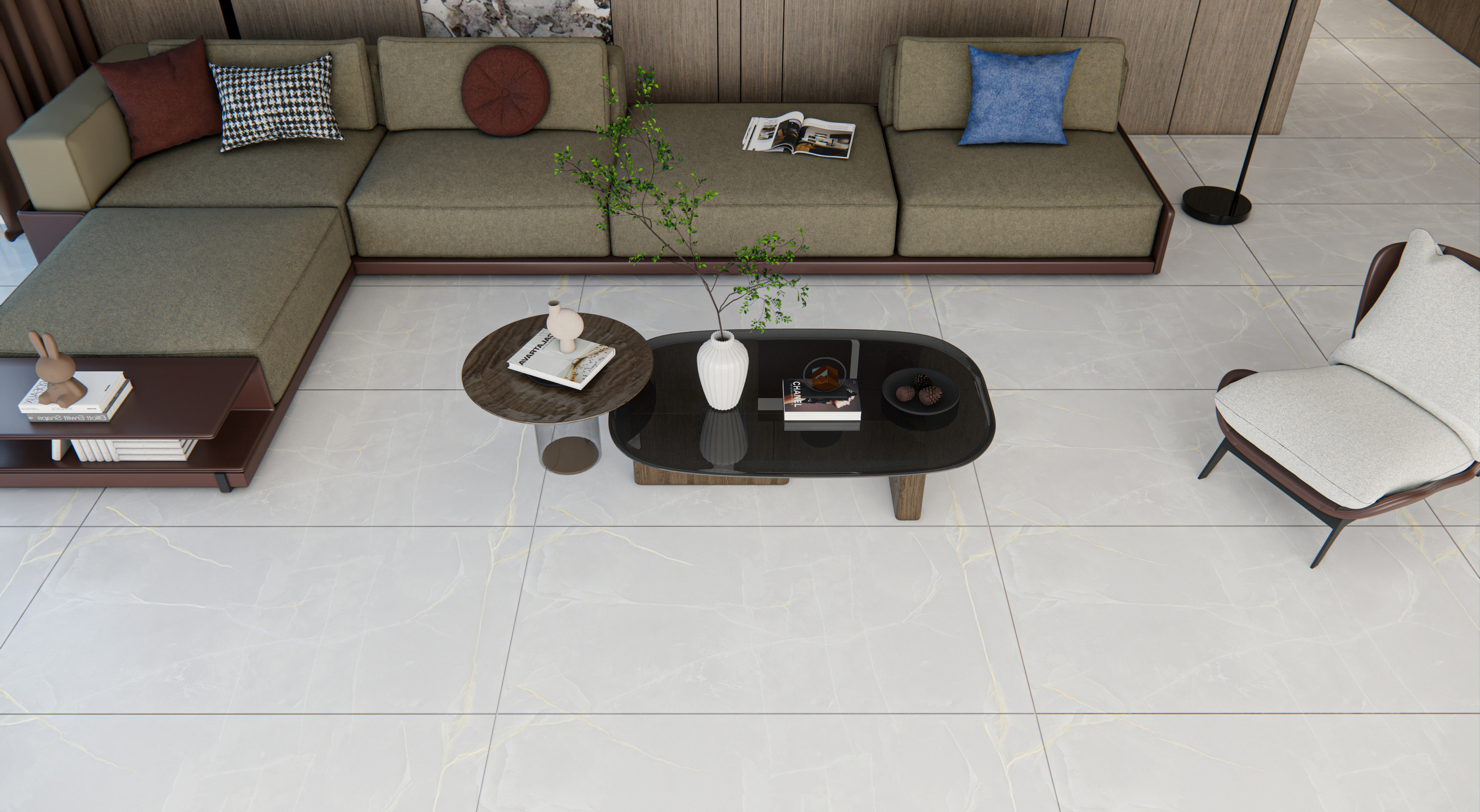 Carving Wall & Floor Tile Frosty White | TL 00359 | 4 ft x 2 ft Size | Matte Finish Vitrified Tile - 9 mm Thick | Suitable For Living Room, Bedroom, Bathroom