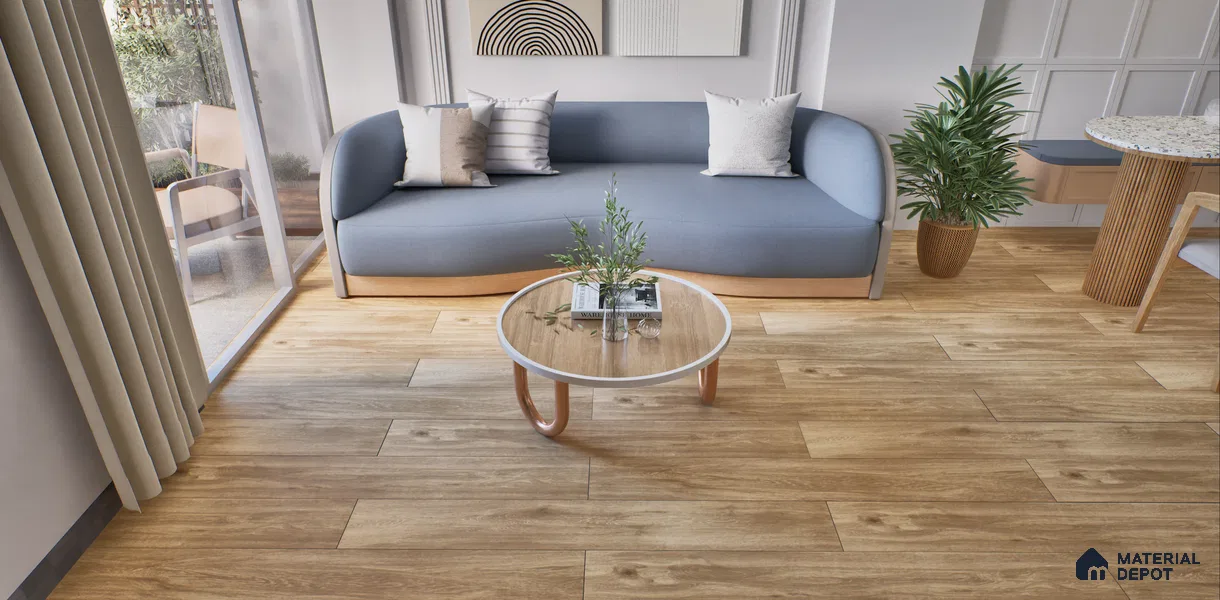 TL 02436 A Oaklore Beige 200x1400 mm Matte Finish Vitrified Wooden Look Floor Tile - 9 mm | 2-3 mm Spacer is Mandatory