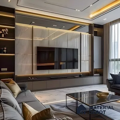 Contemporary Luxury With Seamless Stone And Mood Lighting Elegance | Material Depot