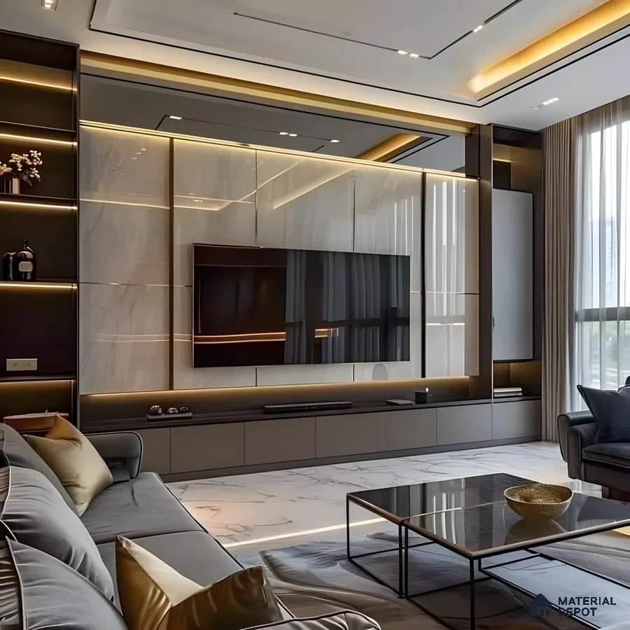 Contemporary Luxury With Seamless Stone And Mood Lighting Elegance | Material Depot