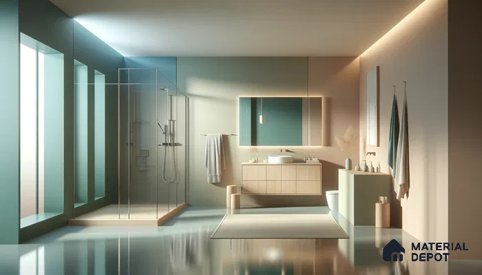 Contemporary Minimalist Bathroom with Soothing Palette and Sleek Laminates | Material Depot