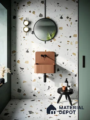 Contemporary Minimalist Bathroom with Terra Cotta and Speckled Terrazzo Harmony | Material Depot