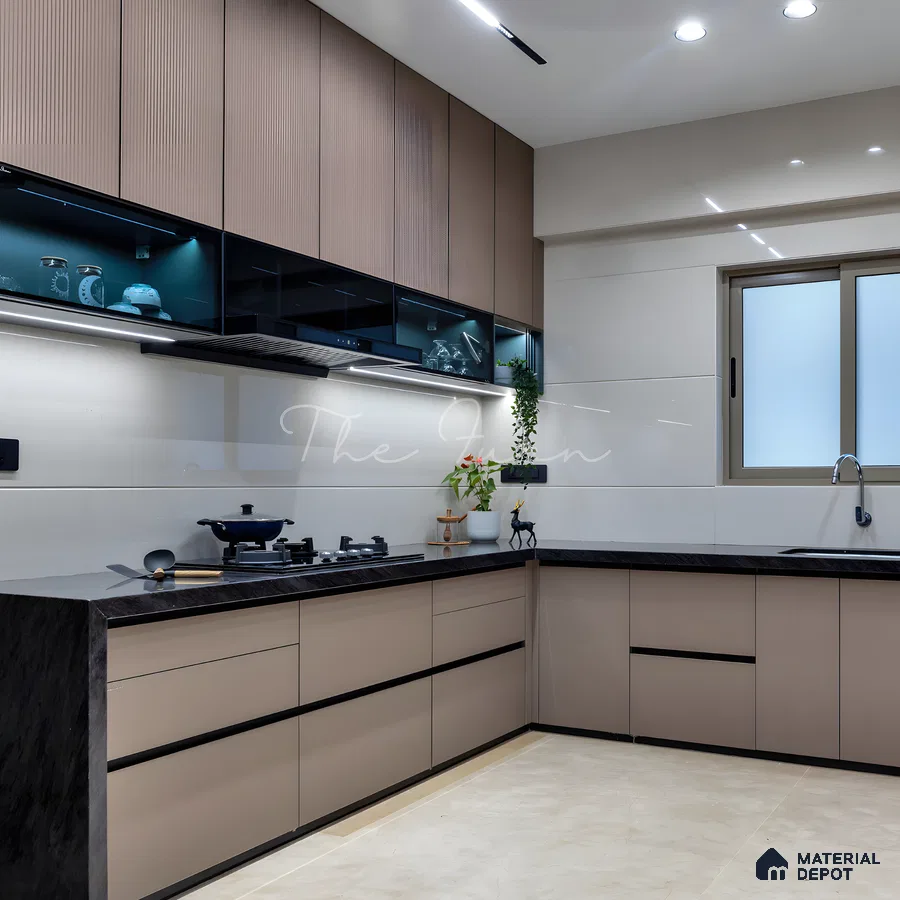 Contemporary Modular Kitchen Design With Built-In Appliances | Material Depot