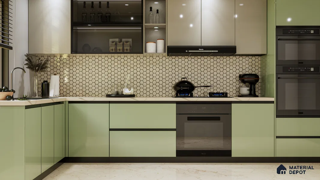 Hexagonal Floor Tile TL 07587 B Ergo Green 16 x 16 inch Texture Finish Vitrified Tile - 12 mm | Suitable for Parking, Outdoor & Bathroom | Pattern Alignment May Vary | 2-3 mm Spacer is Mandatory