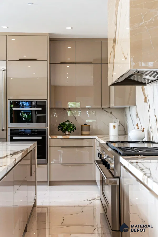 Contemporary Sophistication: Modern Kitchen with Marble Accents | Material Depot