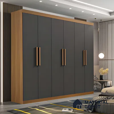 Contemporary Style Modern Wardrobe with Brown Wooden Finish
 | Material Depot