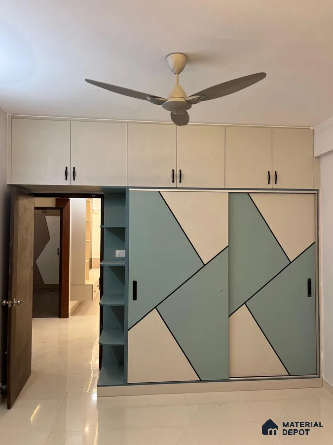 Contemporary Wardrobe with Geometric Design in Bengaluru | Material Depot