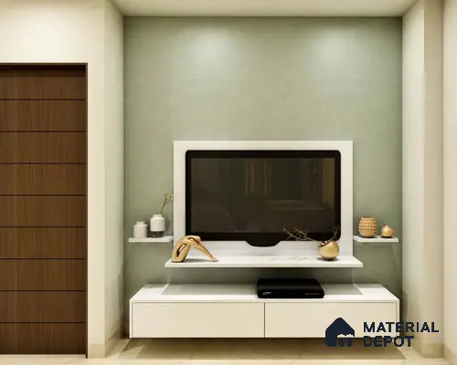 Chic Pastel Green & White TV Unit Design