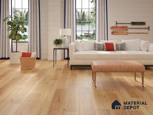 Living room with wooden floor and indoor plant