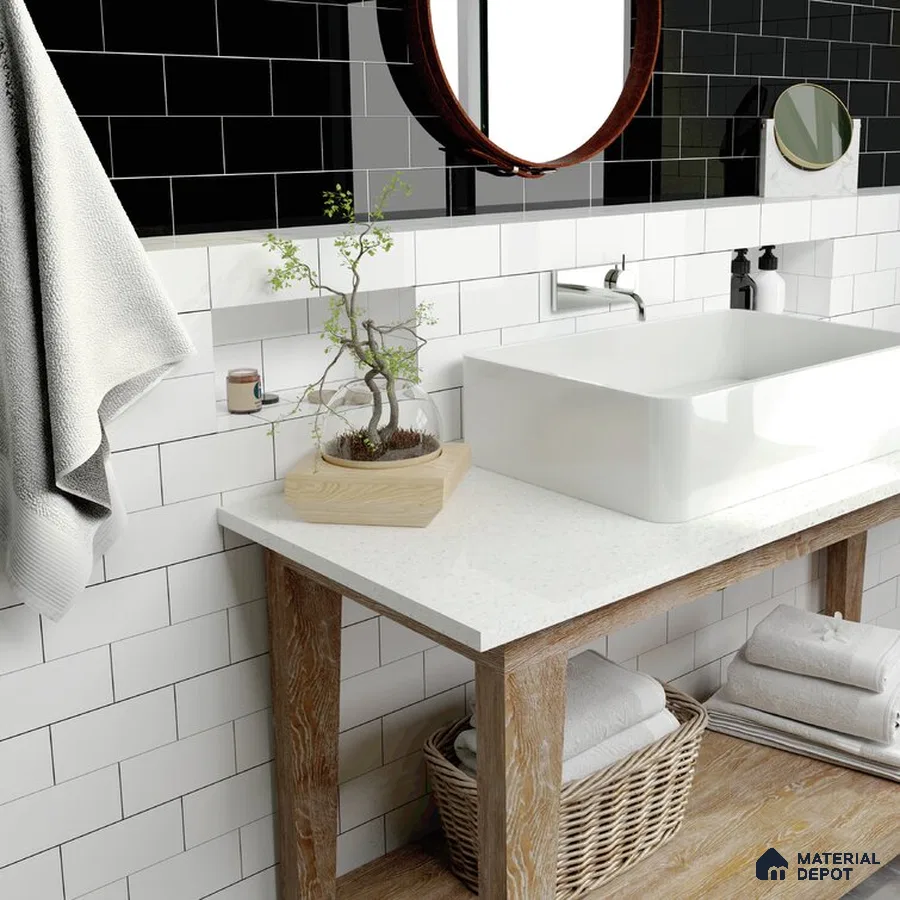 Contrast Harmony Black and White Elegance in Contemporary Bathroom | Material Depot
