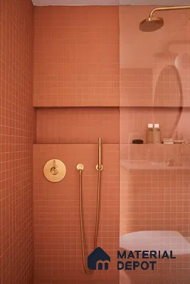 Coral Charm: Seamless Elegance in a Modern Bathroom | Material Depot