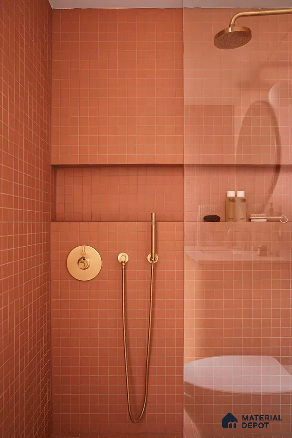 Coral Charm: Seamless Elegance in a Modern Bathroom | Material Depot