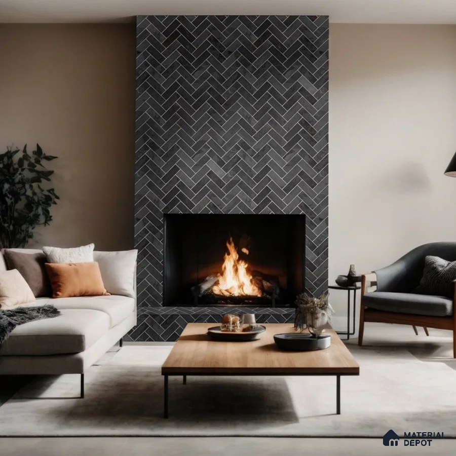 Cosy Grace Earthy Toned Fireplace Haven | Material Depot