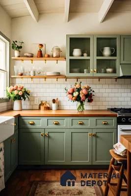 Cottage-Chic Kitchen with Vibrant Blooms | Material Depot