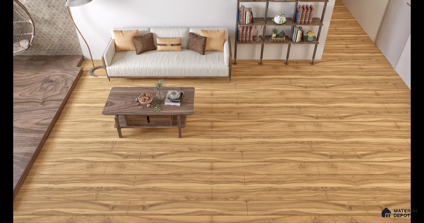 Cozy Living Room with Light Golden Oak Flooring | Material Depot