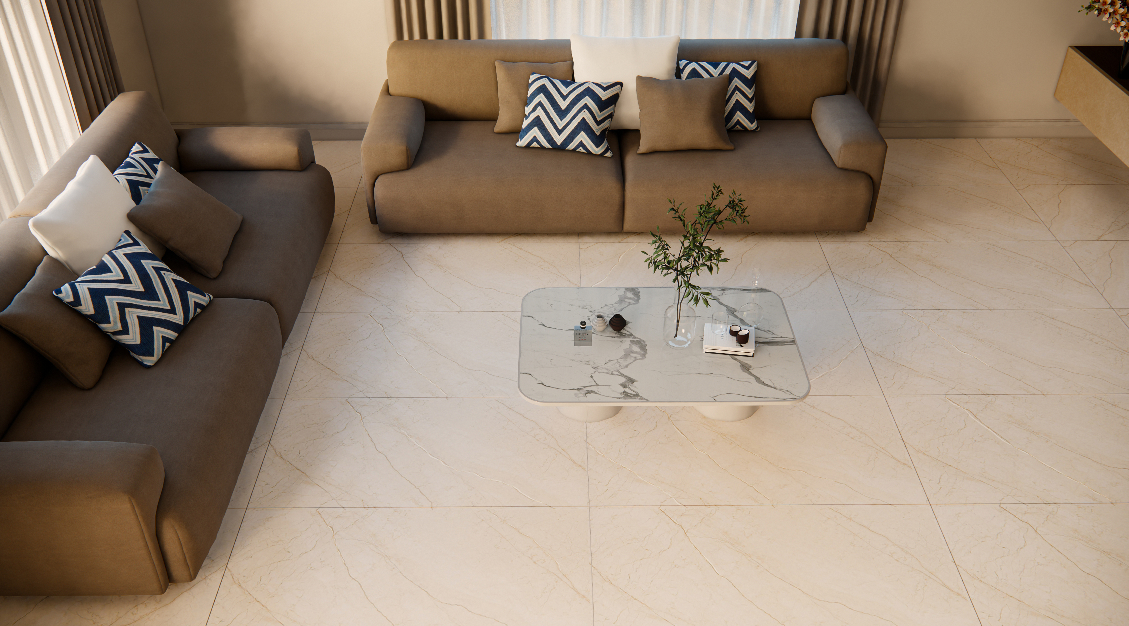 TL 11546 Montana Dune Endless 6 ft x 4 ft Glossy Vitrified Tile - 15 mm | Adhesive and Spacers Must be Used During Installation
