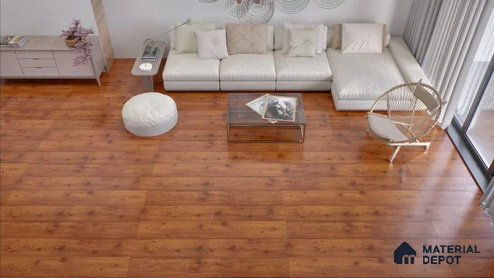 Cozy Living Room with Warm Wood Flooring | Material Depot