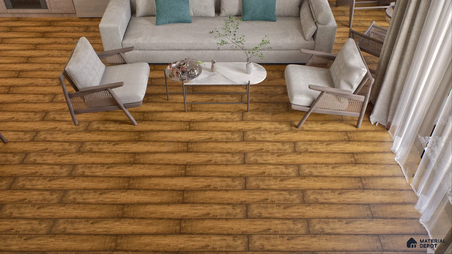 Cozy Living Room with Warm Wooden Flooring | Material Depot