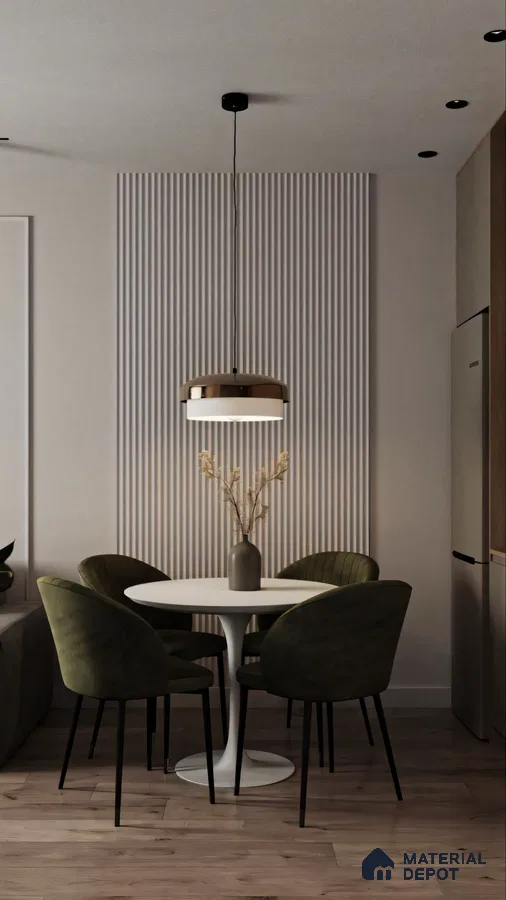 Cozy Modern Bedroom with Rattan Headboard and Neutral Tones | Material Depot