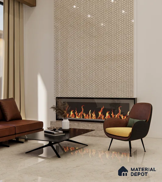Hexagonal Floor Tile TL 07587 B Ergo Green 16 x 16 inch Texture Finish Vitrified Tile - 12 mm | Suitable for Parking, Outdoor & Bathroom | Pattern Alignment May Vary | 2-3 mm Spacer is Mandatory
