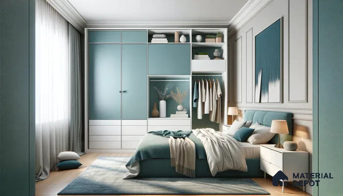 Cozy Modern Retreat with Soothing Blues and Refined Storage Solutions | Material Depot