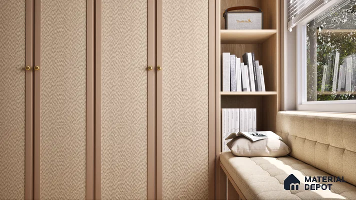 Grey Cane Look LM 01329 8 ft x 4 ft Texture Finish Decorative Laminate - 1 mm | Suitable for TV Unit, Wardrobe, Kitchen Cabinets