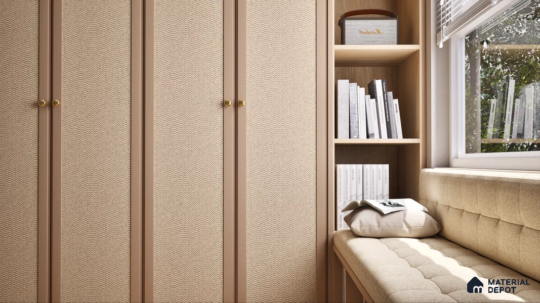 Grey Cane Look LM 01329 8 ft x 4 ft Texture Finish Decorative Laminate - 1 mm | Suitable for TV Unit, Wardrobe, Kitchen Cabinets