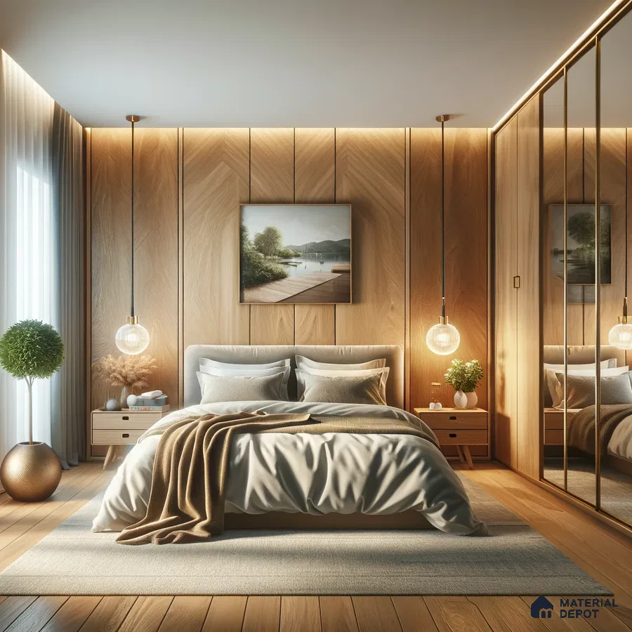 Cozy Scandinavian Haven: Warm Wood Tones Meet Soft Textured Fabrics | Material Depot