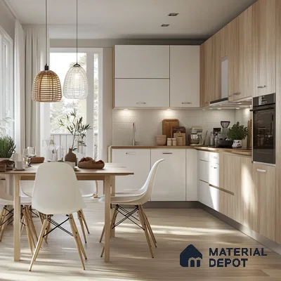 Cozy Scandinavian Kitchen with Wood Accents and Natural Light | Material Depot
