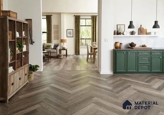 Wooden floor and white wall living room