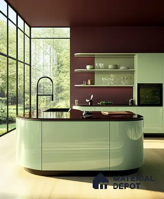 Curved Kitchen Design Overlooking Nature | Material Depot
