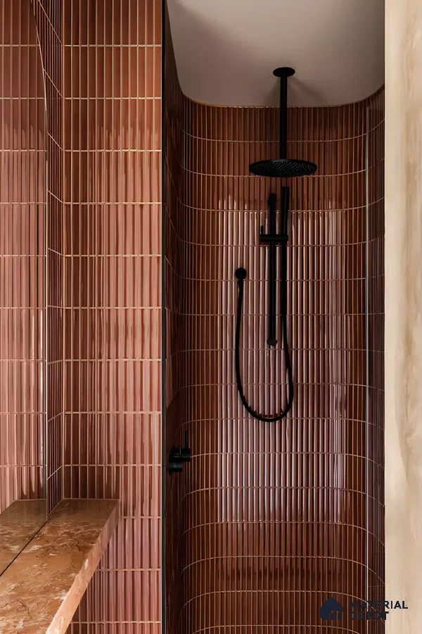 Curved Terracotta Shower Space | Material Depot