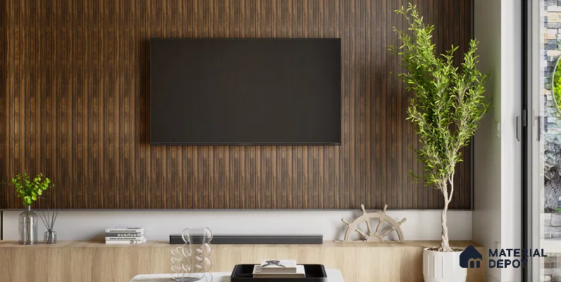 Brown Wooden Louver PN 00386 10 ft x 12 inch PVC Panel - 10 mm | Suitable for Feature Wall, TV Unit & Living Room | Width is Subjected to 5% Variation