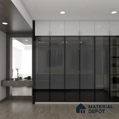 Luxurious dark wardrobe with loft.