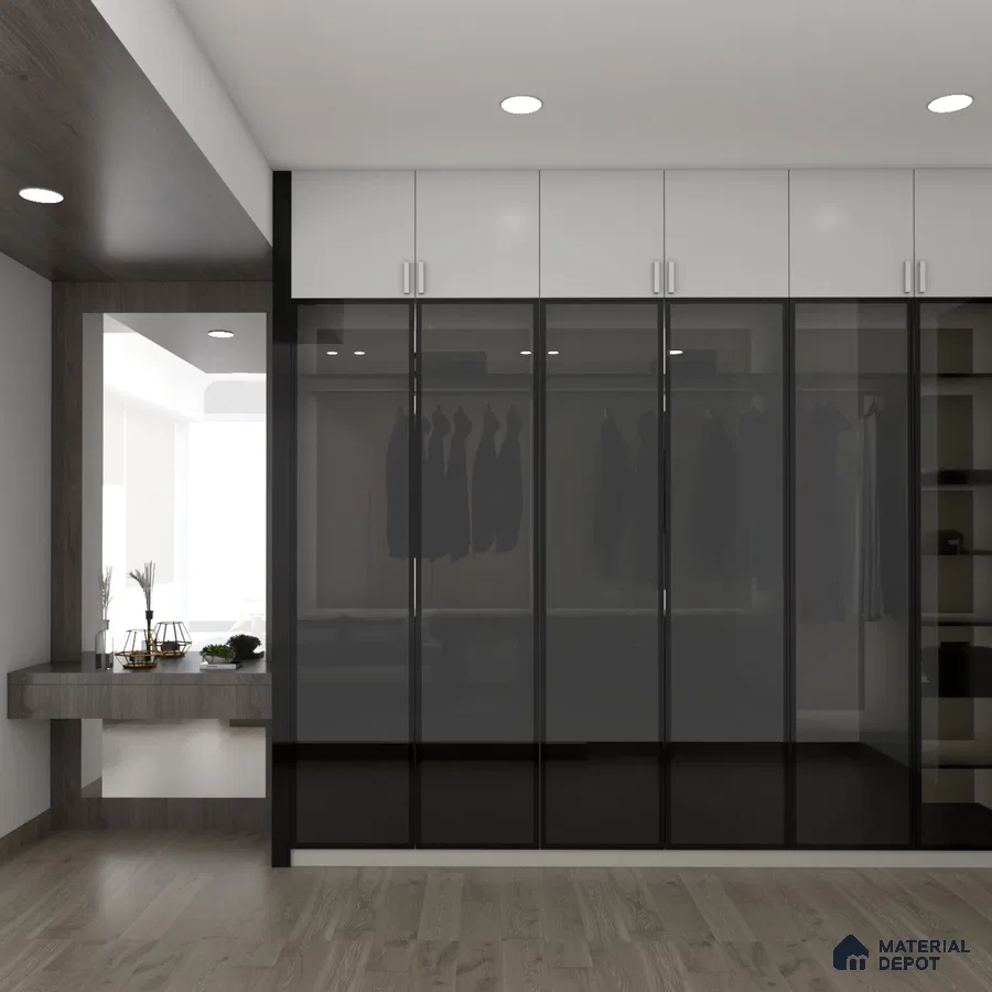 Luxurious dark wardrobe with loft.