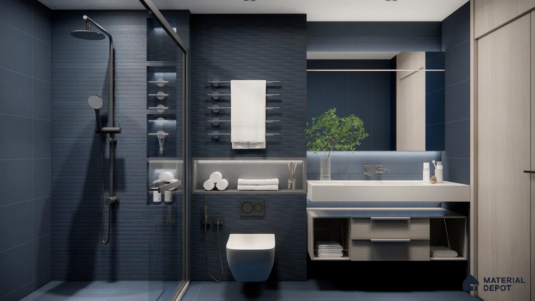 Punch Wall Tile TL 05383 E Miraq Diamond Deep Blue 2 ft x 1 ft Ceramic Matte Finish - 8 mm | Suitable For Kitchen, Bathroom Walls and Backsplashes | Please Expect a Slight Variation of Pattern