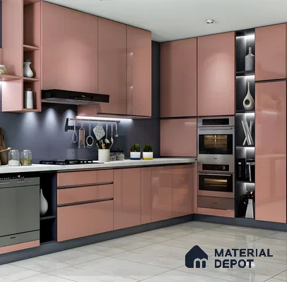 Designer Kitchen With White Quartz Counetertop | Material Depot