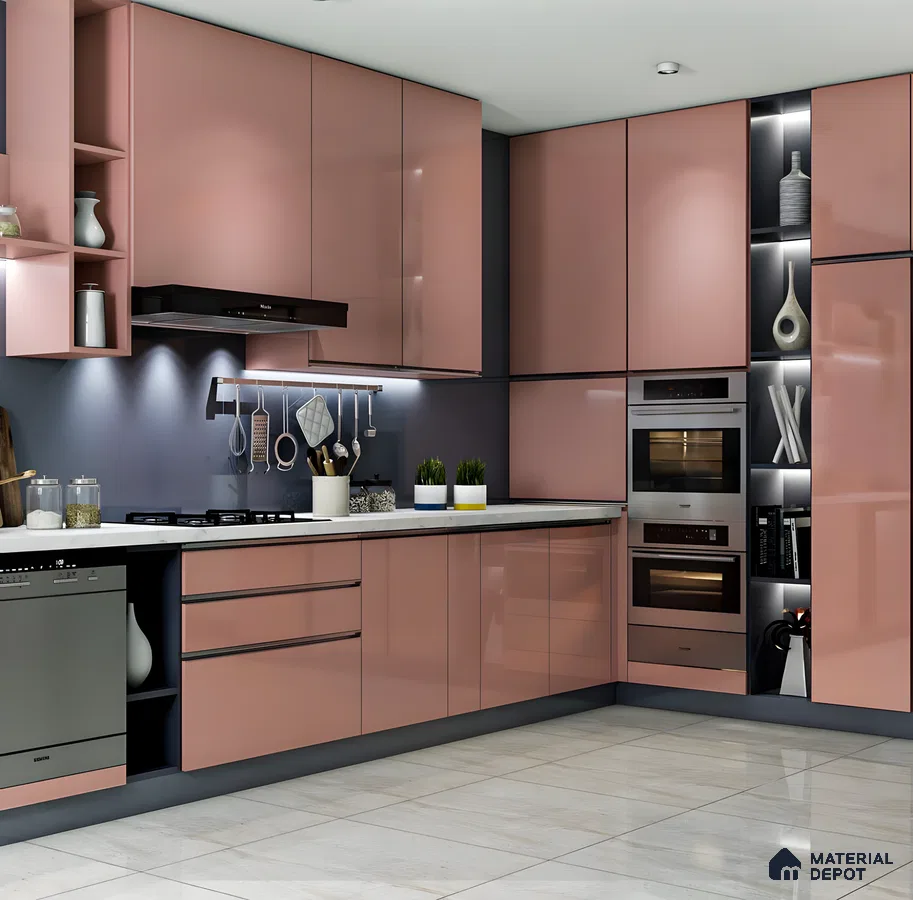 Designer Kitchen With White Quartz Counetertop | Material Depot