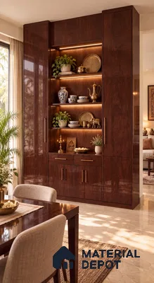 Dining Room Crockery Unit with Glossy Rosewood-Look Laminate