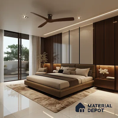 Dramatic Modern Bedroom Design with Winter Wonderland View Assetz Marq 3.0 Whitefield | Material Depot