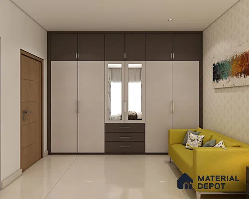 Contemporary Two-Toned Wardrobe with Mirror.