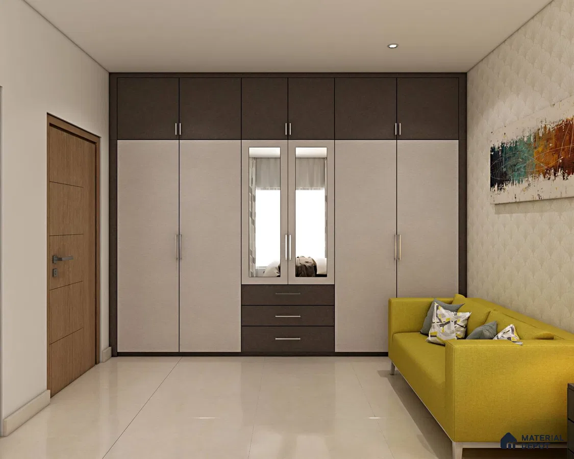 Contemporary Two-Toned Wardrobe with Mirror.