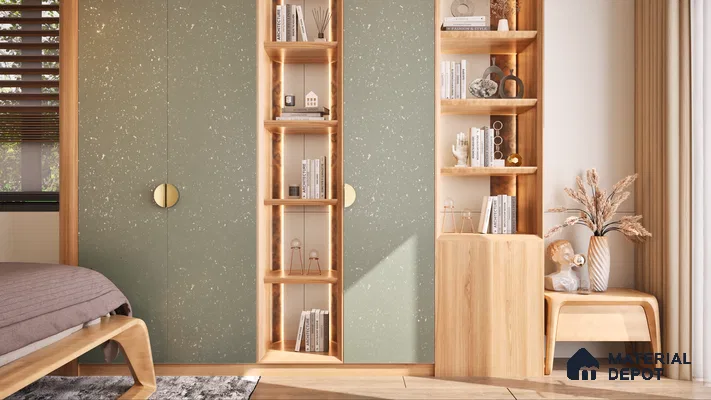 Green Sparkle Look LM 01226 8 ft x 4 ft Matte Finish Decorative Laminate - 1 mm | Suitable for TV Unit, Wardrobe, Kitchen Cabinets
